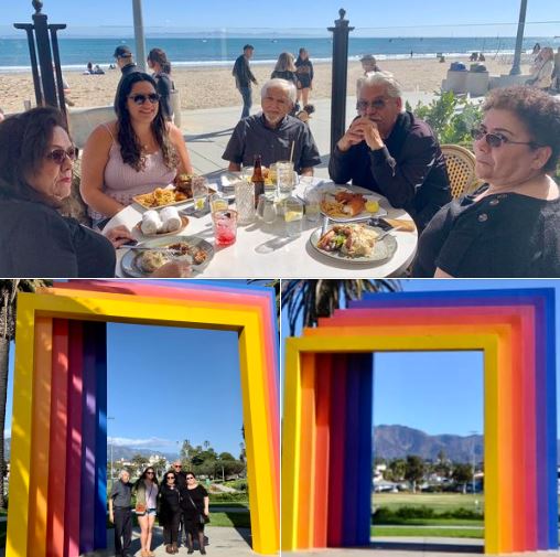 Today's family outing in Santa Barbara (Reunion Kitchen Restaurant at the East Beach and the famous Chromatic Gate on Cabrillo Blvd.)