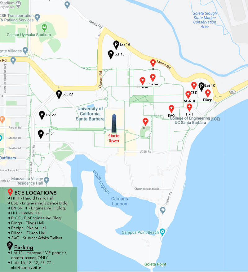 UCSB ECE Offices and Parking Map