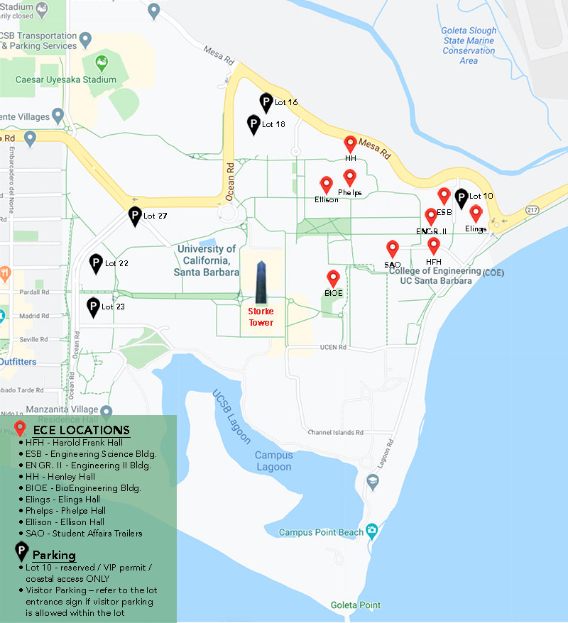 UCSB ECE Offices and Parking Map