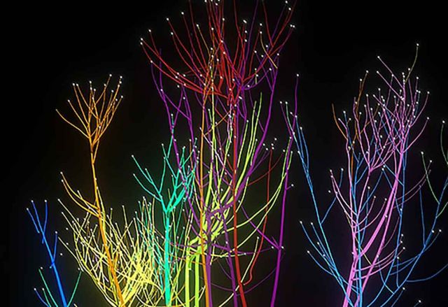 Graphic of artist's representation of UV lights to kill viruses