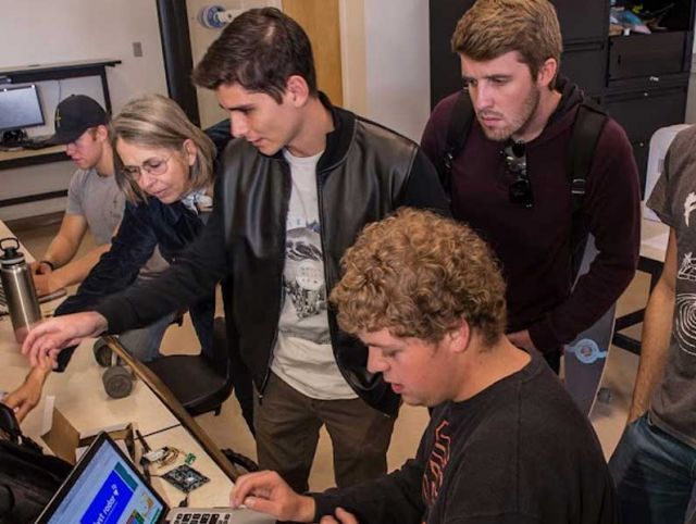 photos of students working on a project