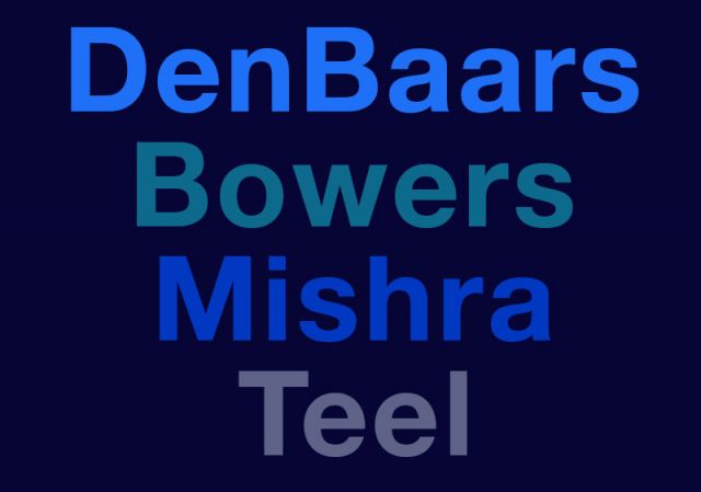 graphic with the names of denbaars, bowers, mishra and teel