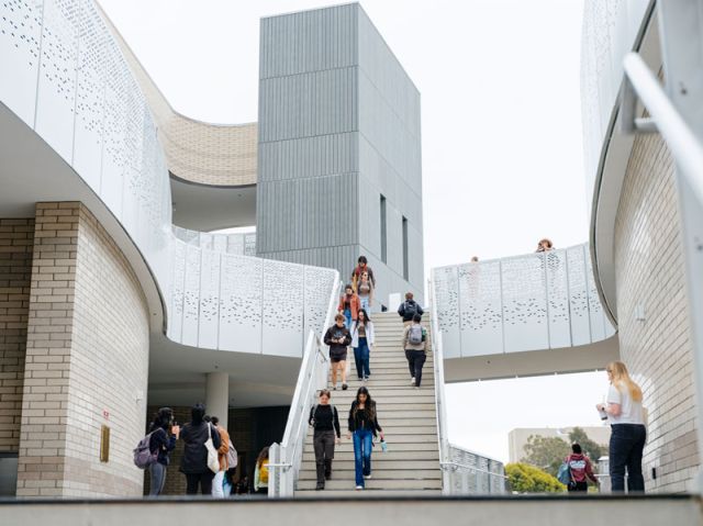 photo outside of the interactive learning pavilion