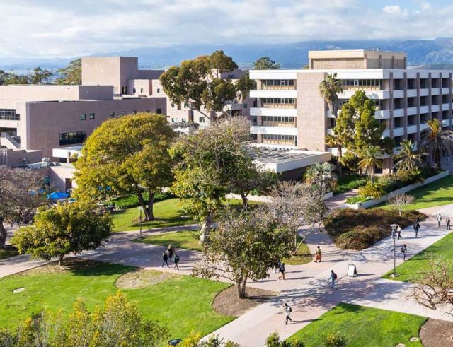 aerial photo of a campus area