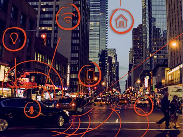 illustration of network activity in a city