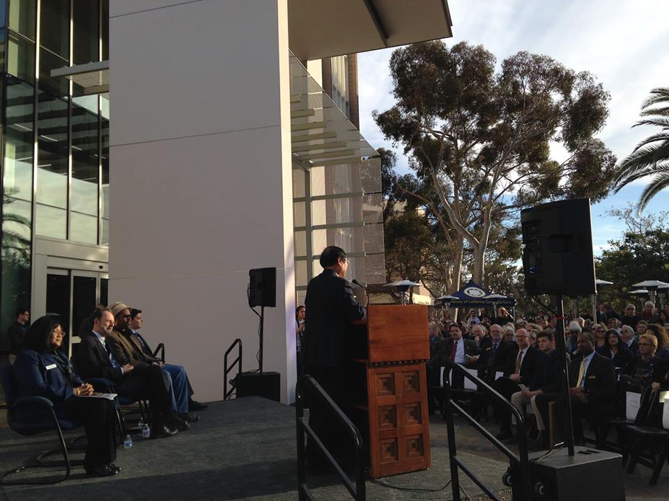 A scene from UCSB Library's grand reopening today