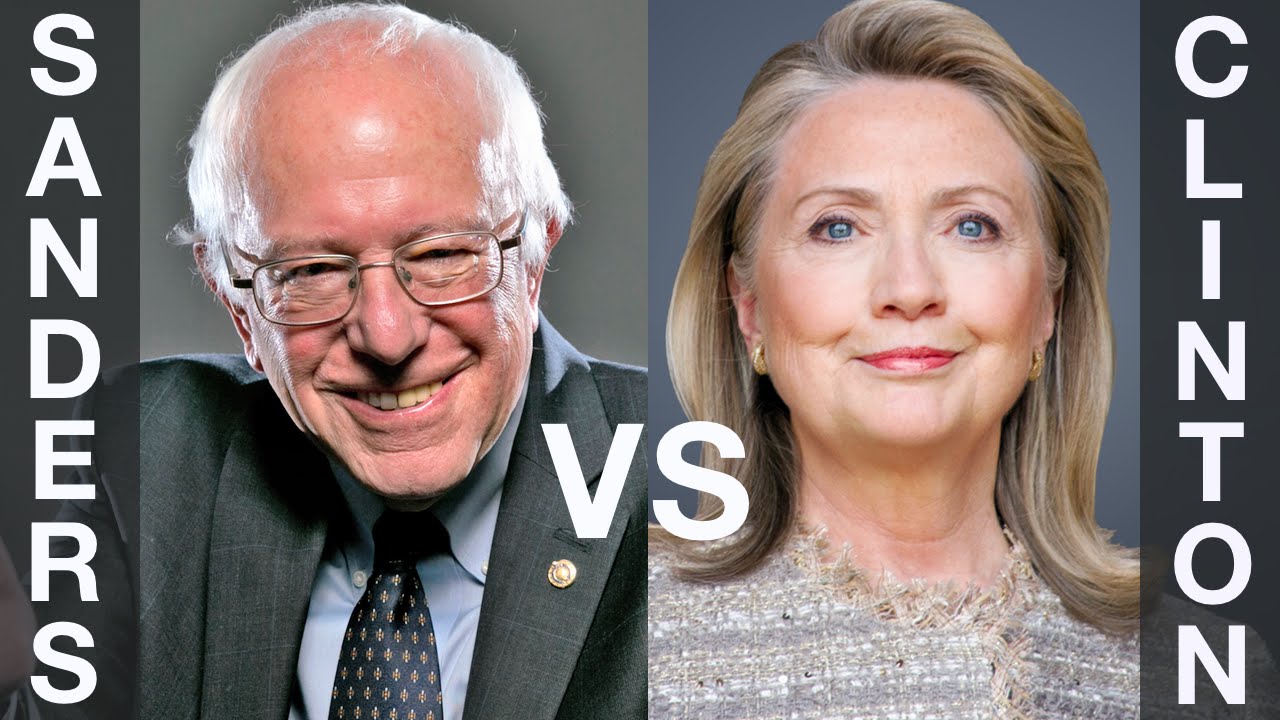 Portraits of Bernie Sanders and Hillary Clinton
