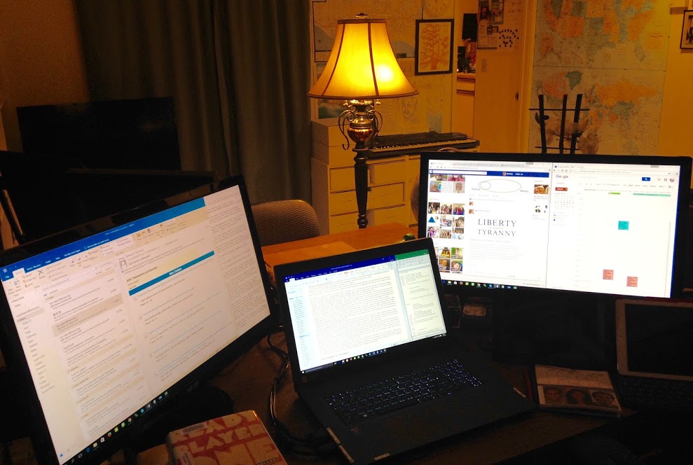 My new three-screen workstation at home