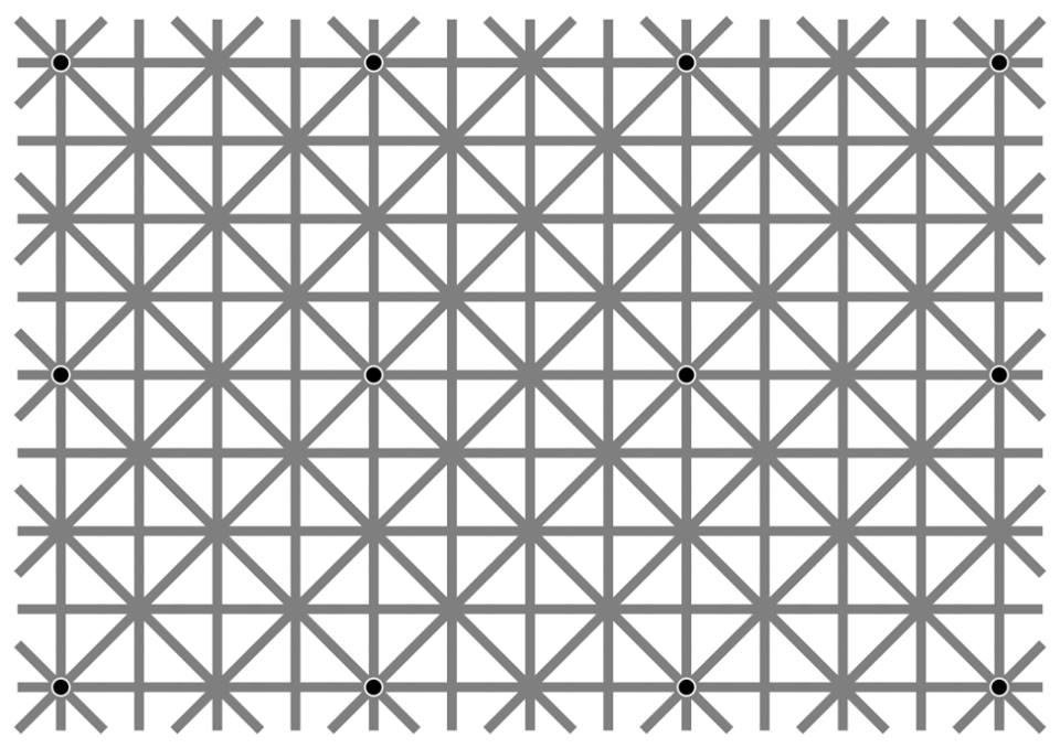 Optical illusion: Disappearing black dots