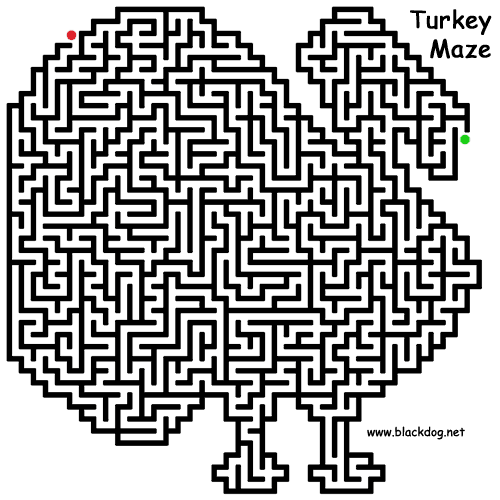 Thanksgiving turkey maze puzzle