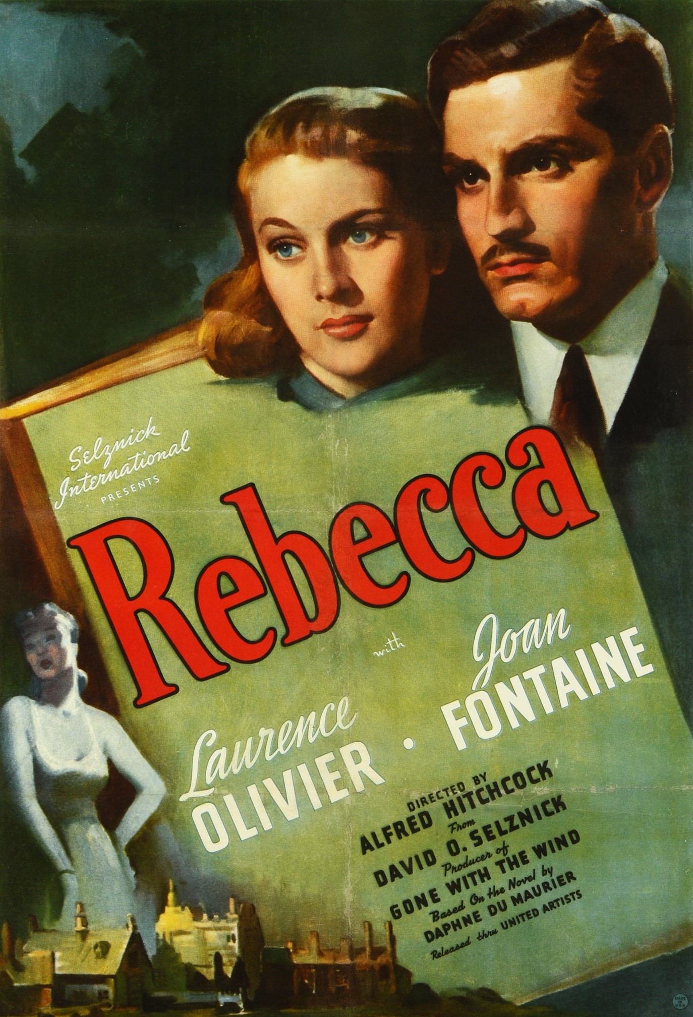 Movie poster for Alfred Hitchcock's 'Rebecca'