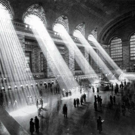 The sun shines through NYC's Grand Central Terminal in 1929, before it was surrounded by tall buildings