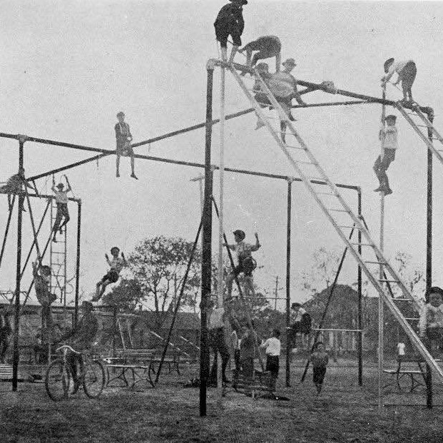 School playground equipment in the year 1900
