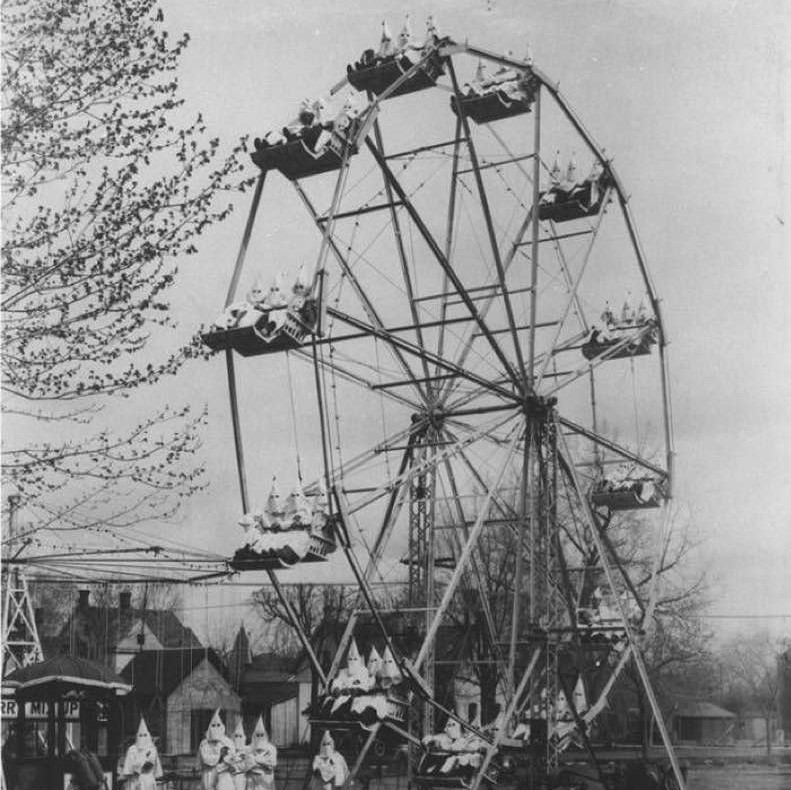 Ku Klux Klan on a ferris wheel, 1925