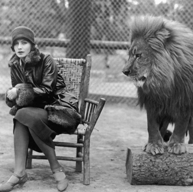Greta Garbo and the MGM lion, 1925