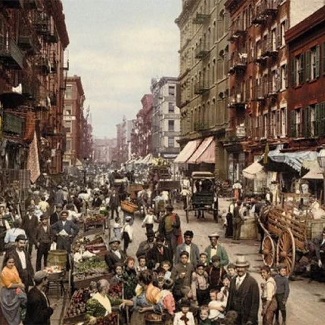 Colorized photo of NYC Lower East Side, 1890s