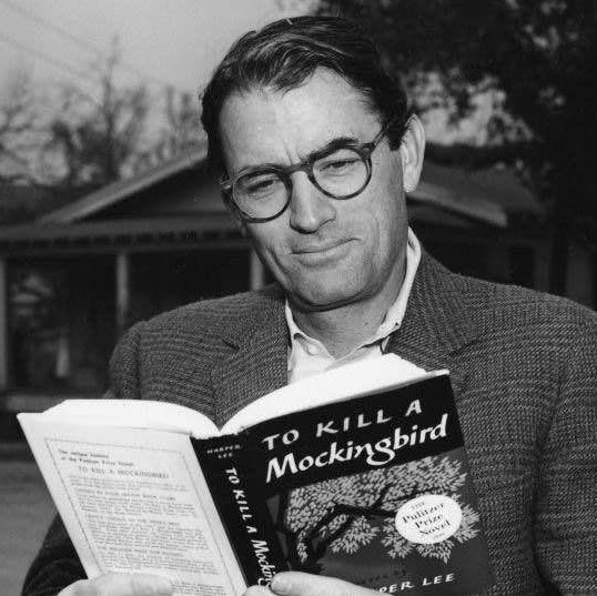 Gregory Peck reading 'To Kill a Mockingbird'; photo by Cliff Donaldson