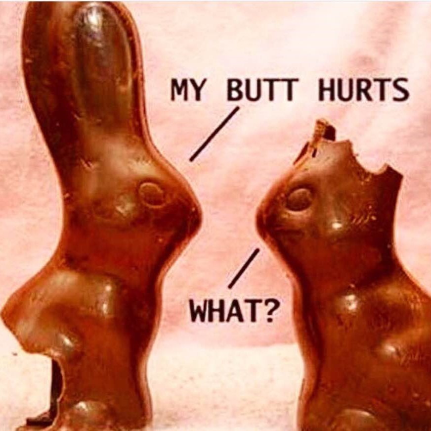 Chocolate bunnies with missing parts