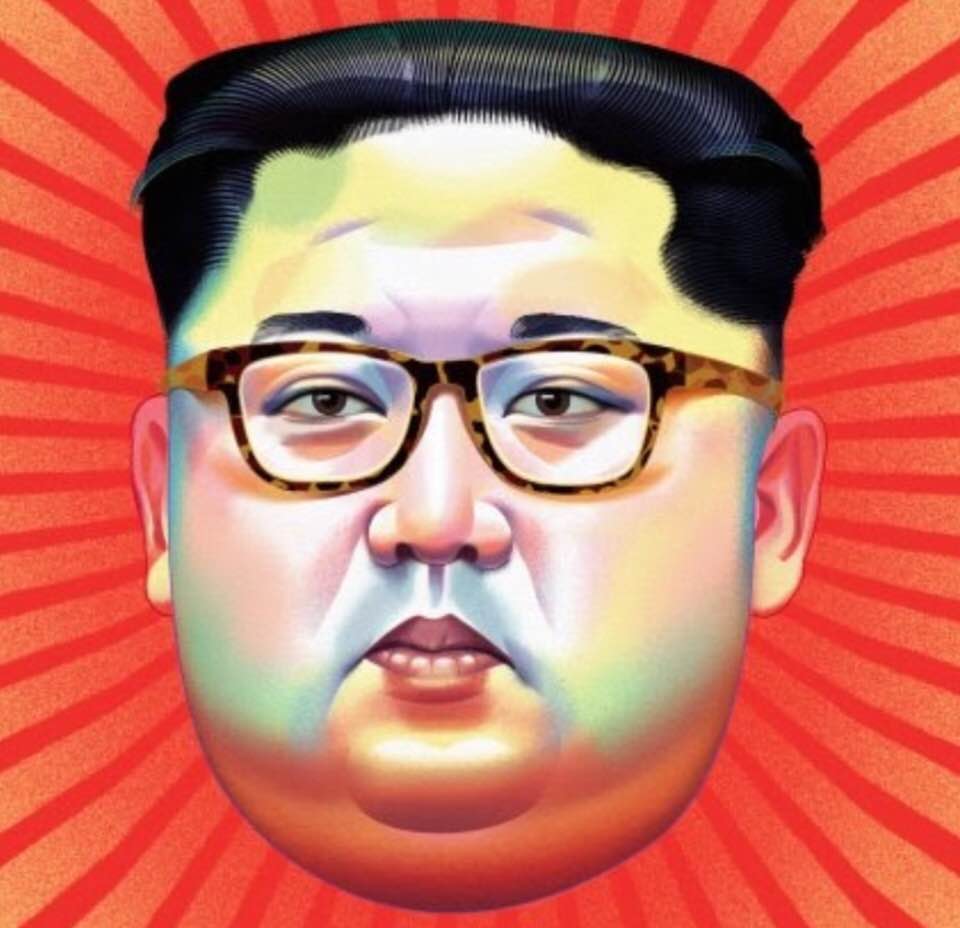 Cartoon portrait of Kim Jong Un