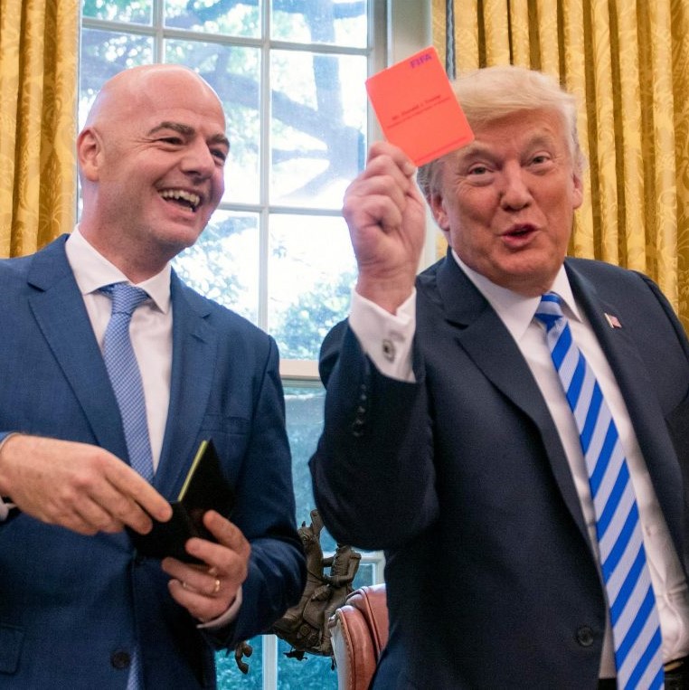 Meeting with FIFA President, Trump was gifted a set of referee cards and immediately issued a red card to the media