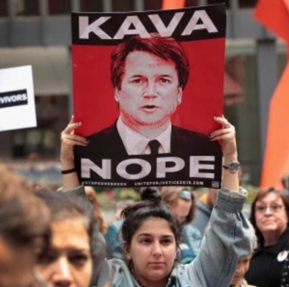Protest sign: Women say 'Kava-nope'!