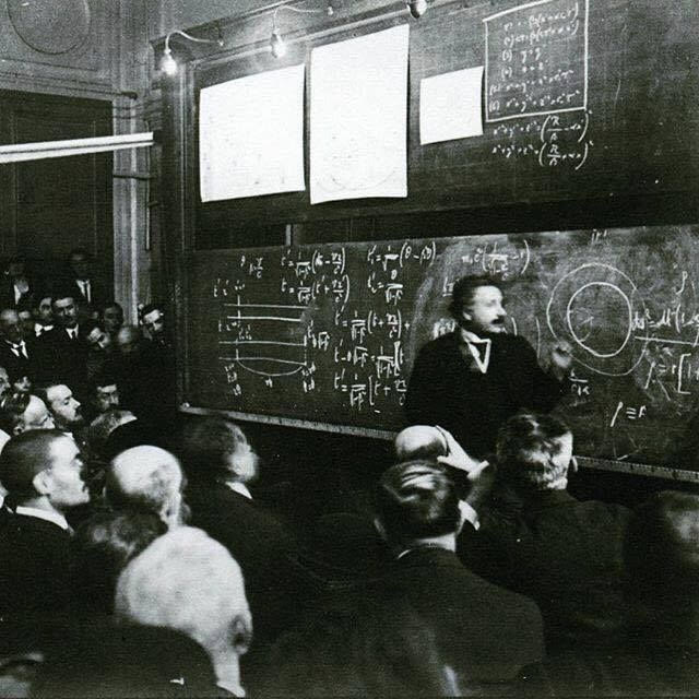 Albert Einstein lecturing on relativity, 1922