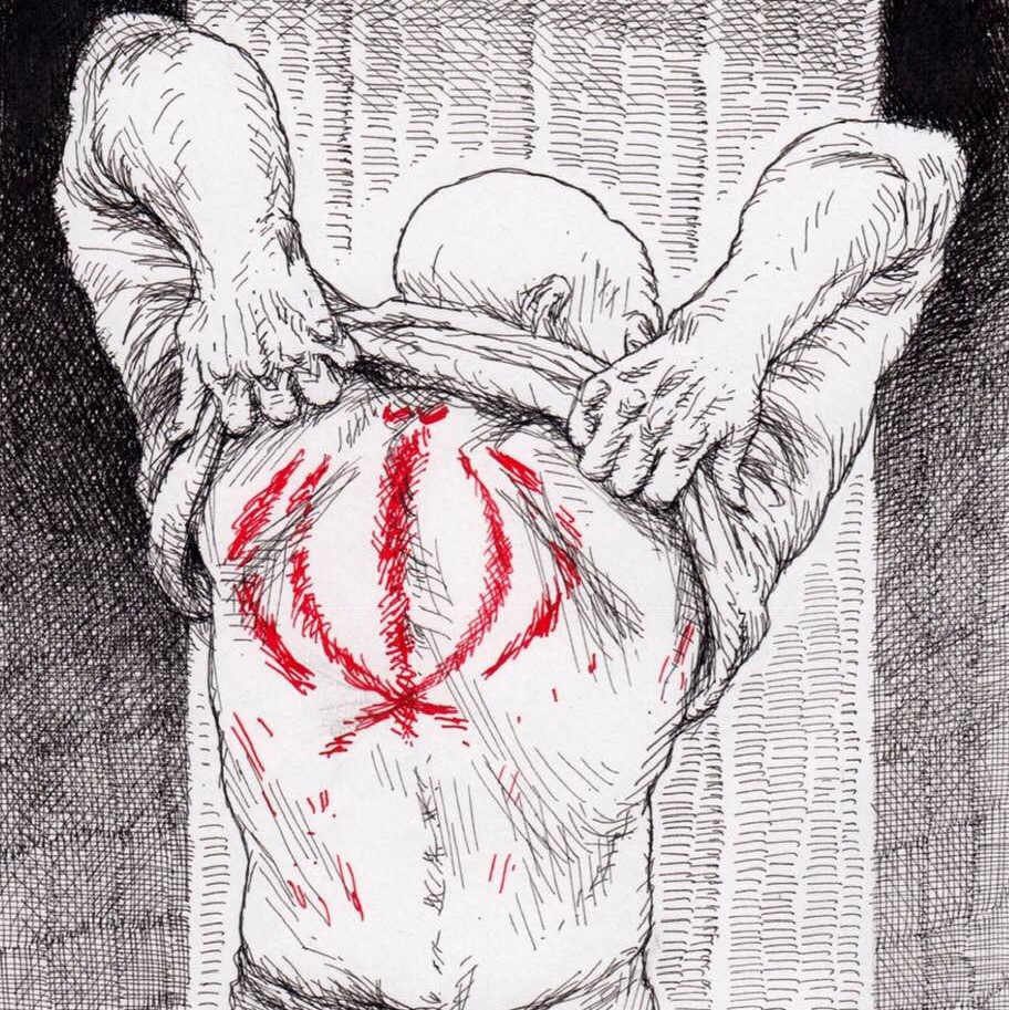 Punishment by lashing in the Islamic Republic of Iran (cartoon by Touka Neyestani)
