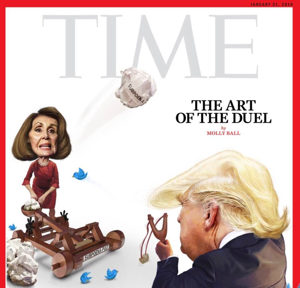 'Time' magazine's cover photo, issue of January 21, 2019: The art of the duel