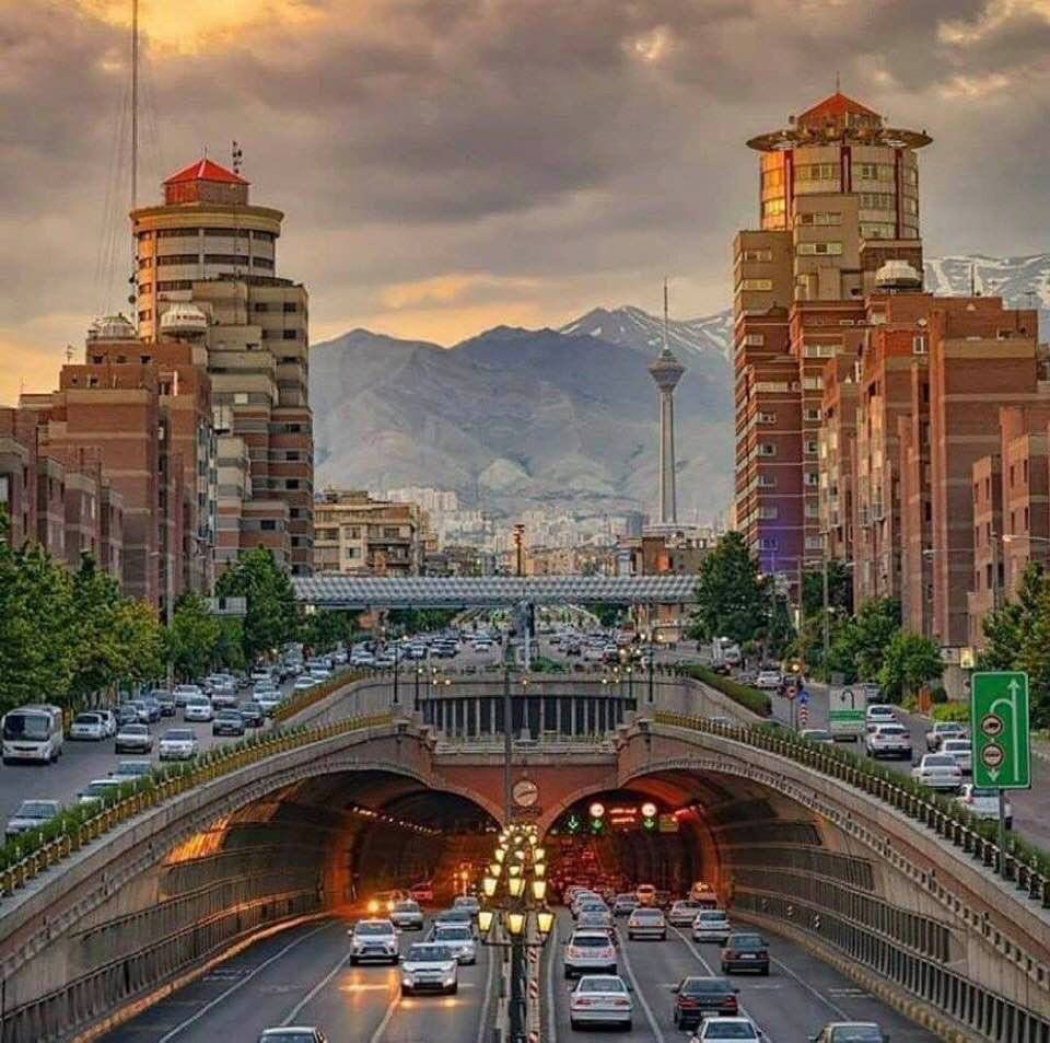Sights from Tehran, Iran: An underpass, with Milad Tower in the background