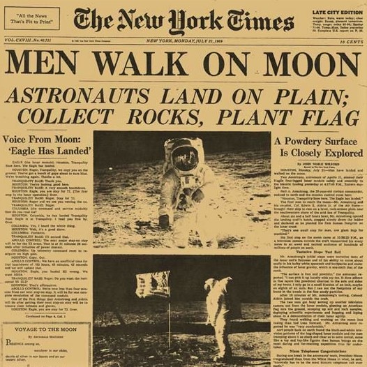 Fiftieth anniversary of Moon landing: NYT front page