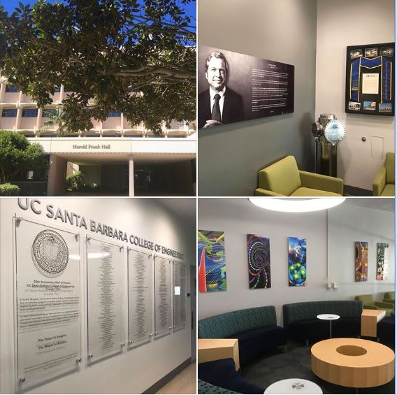 Photos of UCSB's Harold Frank Hall and its lobby