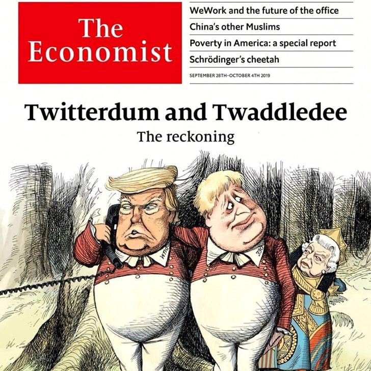'The Economist' cover cartoon: Twitterdum and Twaddledee