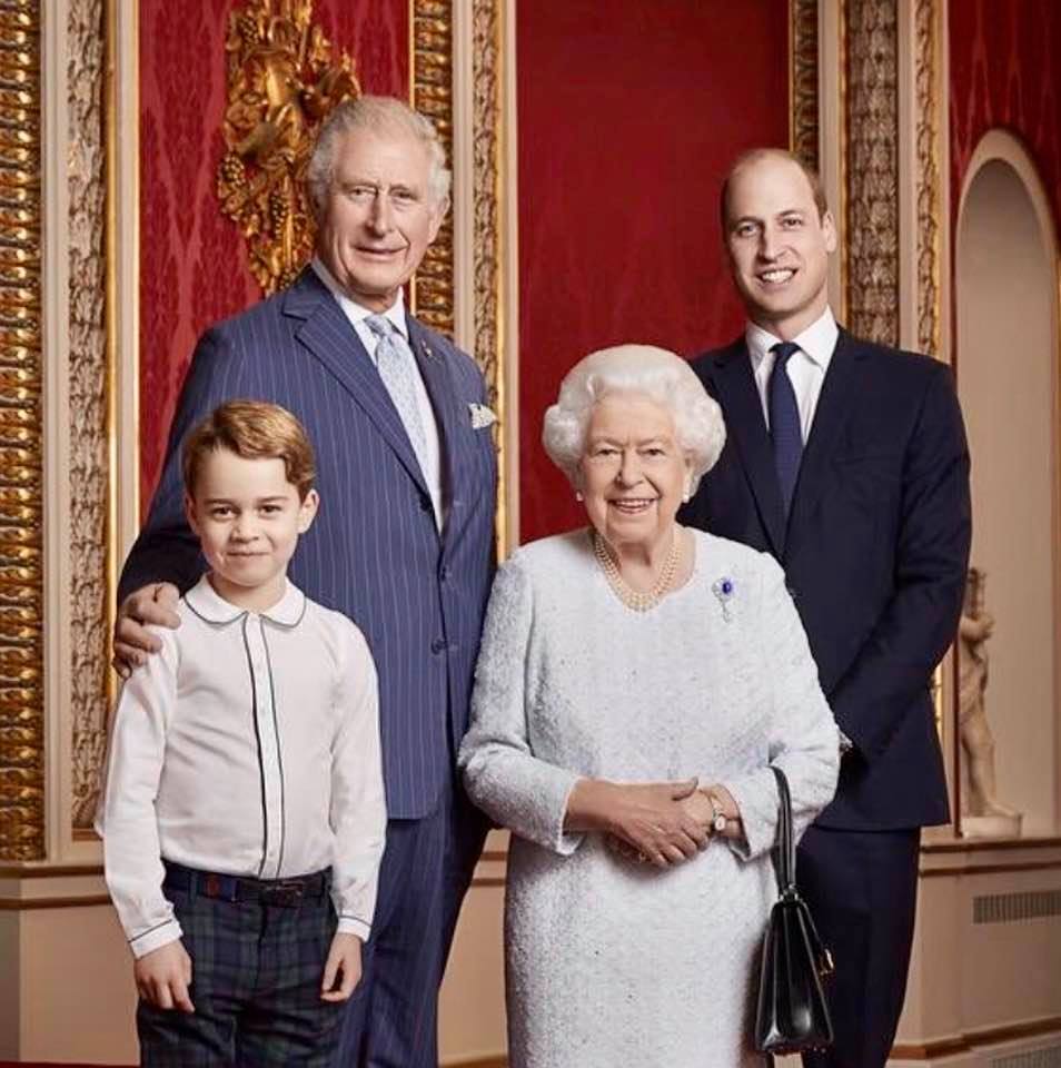England's three future kings with Queen Elizabeth II