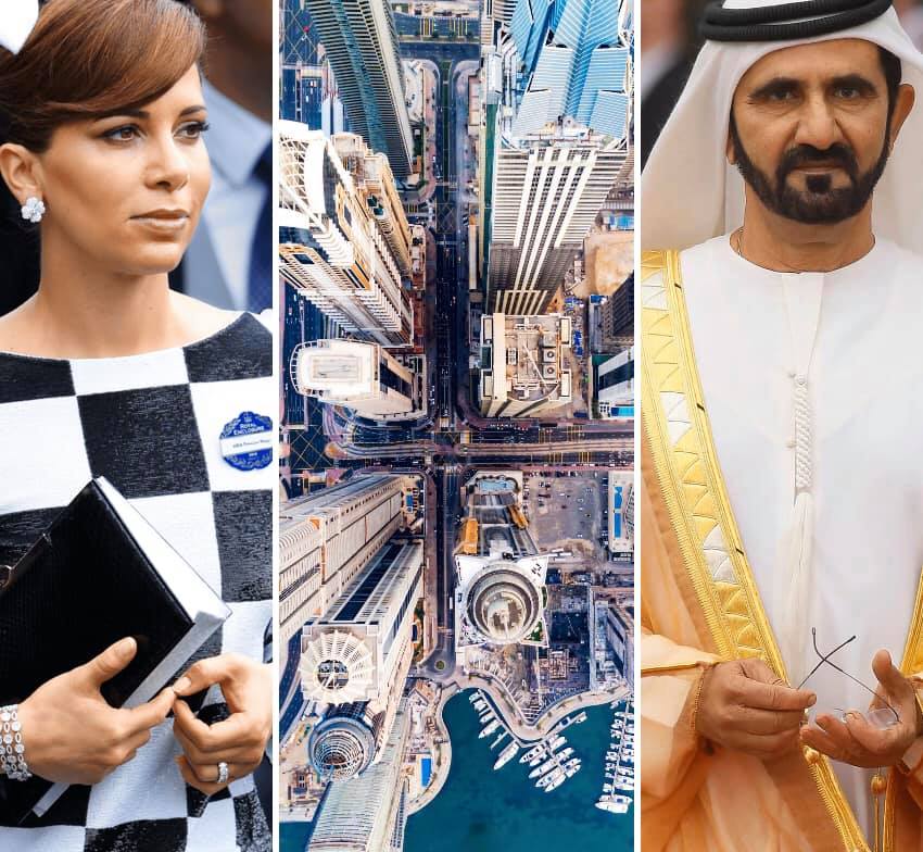 Dubai ruler, his estranged wife Haya, and bird's-eye-view of Dubai's waterfront