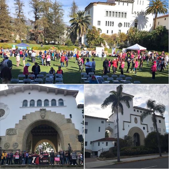 Women's March Santa Barbara: Pre-march events at SB County Courthouse's Sunken Garden