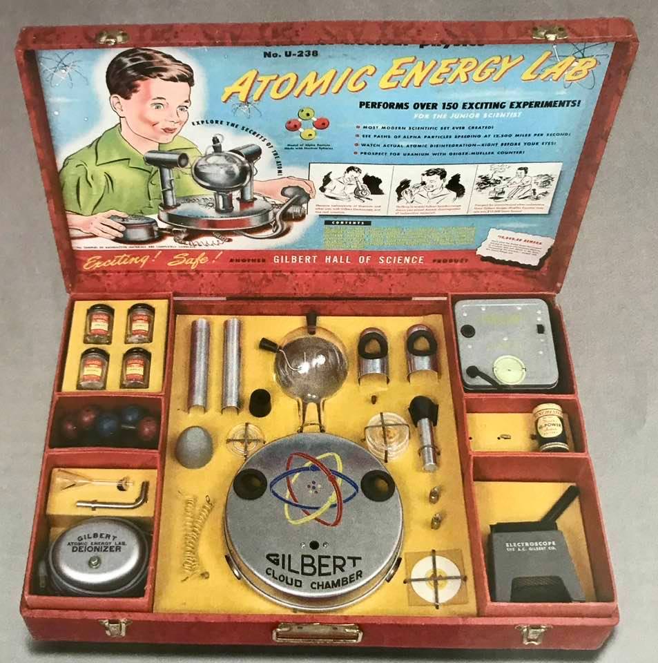The 1950s Gilbert U-238 Atomic Energy Lab for children included four small jars of actual uranium