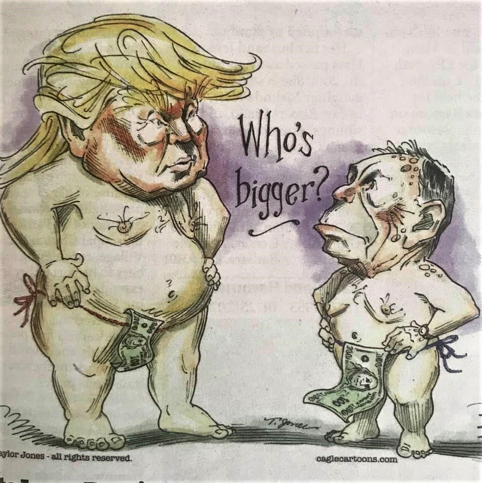 Cartoon of the day: Billionnaires Trump and Bloomberg battling over who is bigger!