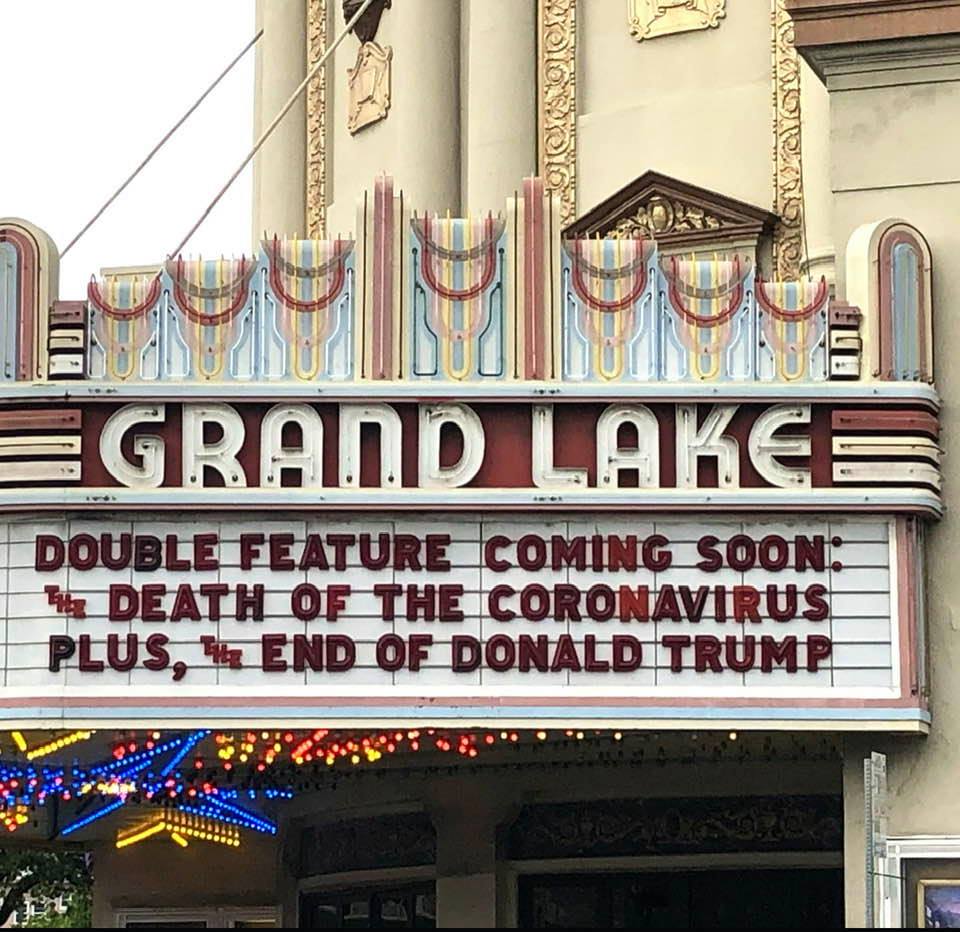 Closed-theater owner's creativity and optimism are on display!