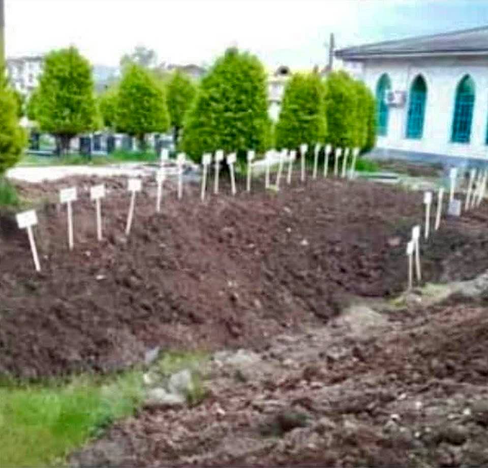 Burial place of COVID-19 victims in the city of Langarud, Iran's Caspian-Sea region