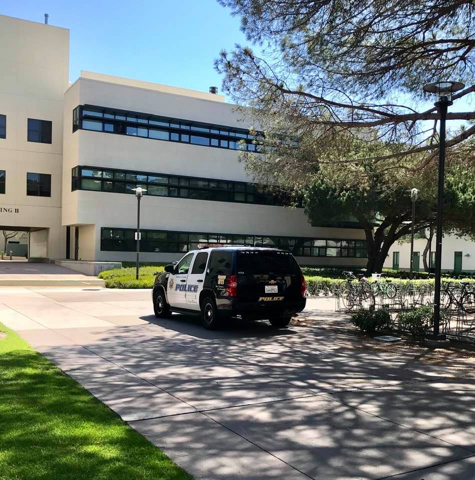 These days, the deserted UCSB campus is being safeguarded by police patrols