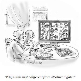 Passover: Cartoon about virtual gathering
