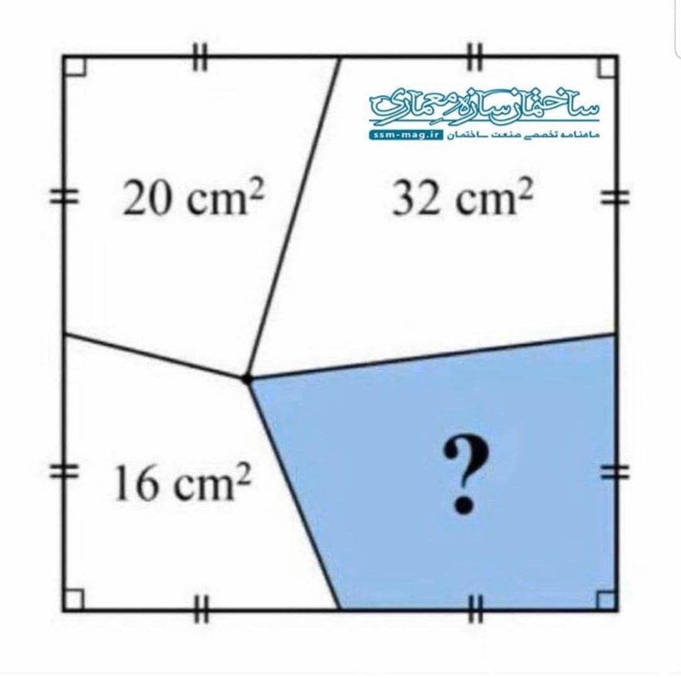 Puzzle: What is the area of the blue section in the given square?