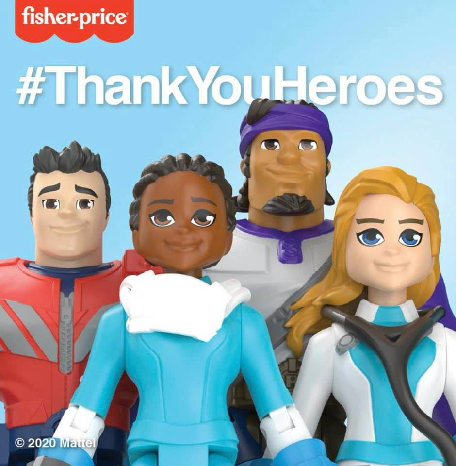 Sample of Mattel's #ThankYouHeroes collection of 16 action figures