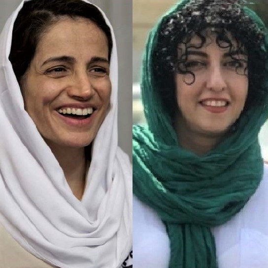 Photos of Iranian human-rights activists Nasrin Sotoudeh and Narges Mohammadi
