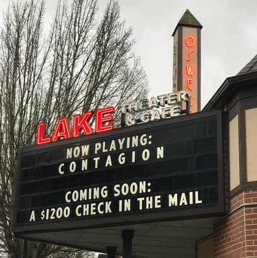 Theaters are using their marquees for humor and public announcements