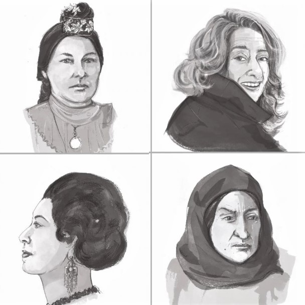 Four of the women featured in Hossein Kamlay's book, 'History of Islam in 21 Women'