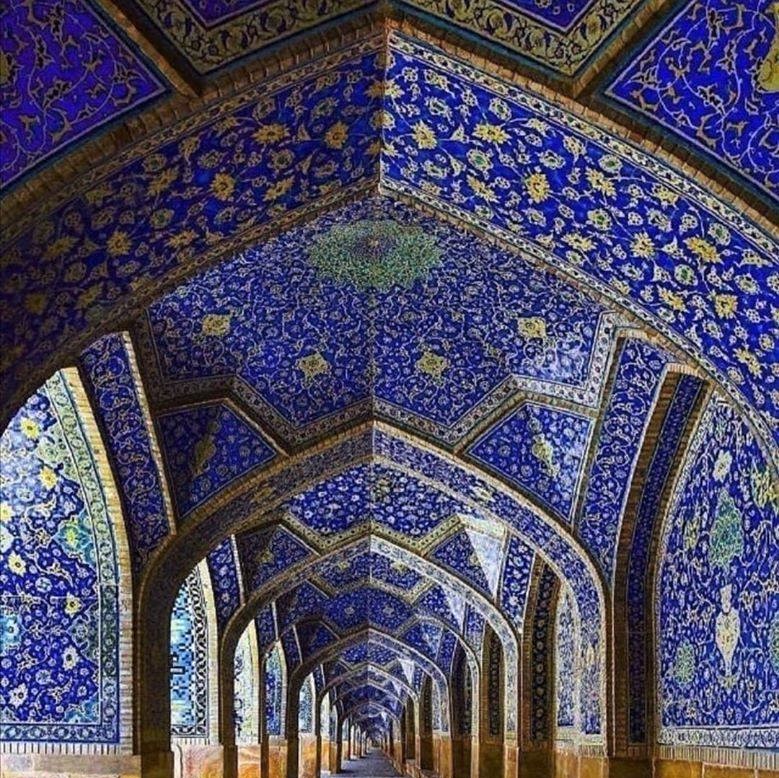 A deep-blue section of Shah Mosque in Esfahan, Iran