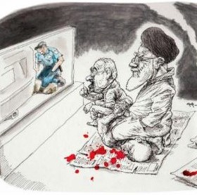 Cartoon about Iran-US relations: Crocodile tears from Khamenei over George Floyd's murder