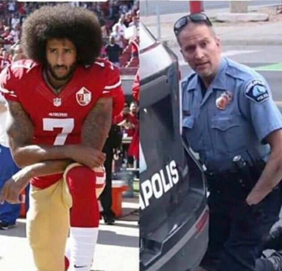 Tweets from Trump on kneeling by a black athlete and by a white cop