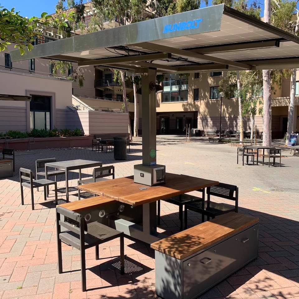 UCSB has installed a few solar-powered charging stations for electronic devices